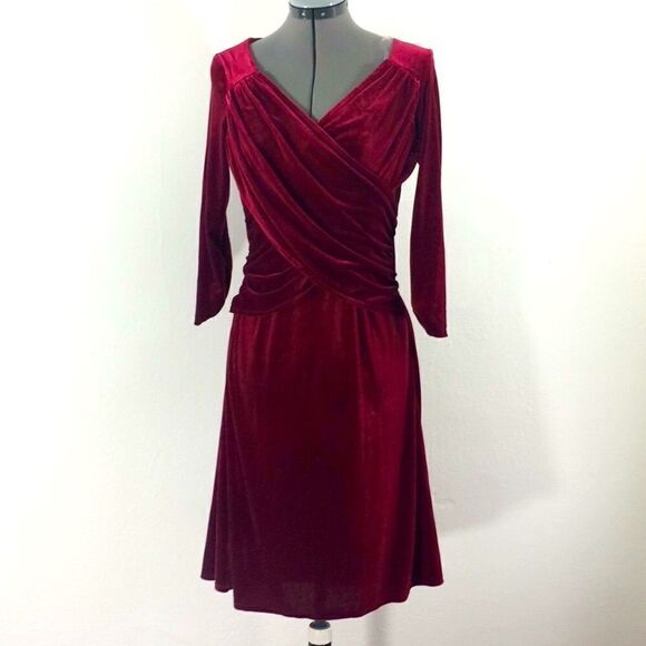 BSlim red faux velvet dress w/interior shapewear-S - Picture 1 of 8